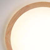 Natural Circle Wood LED Ceiling Light Living Room Image - 16