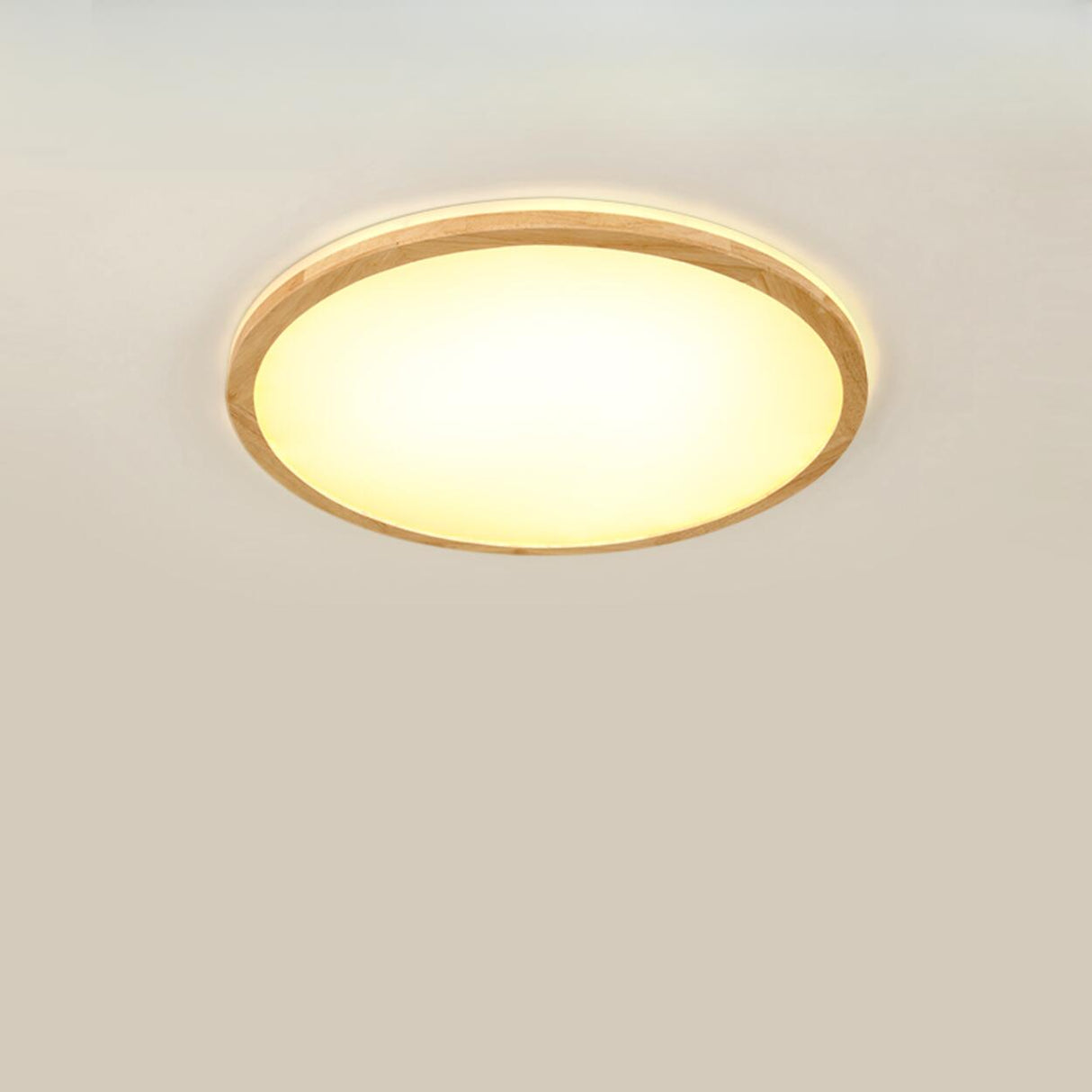 Natural Circle Wood LED Ceiling Light Living Room Image - 7