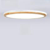 Natural Circle Wood LED Ceiling Light Living Room Image - 8