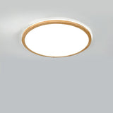 Natural Circle Wood LED Ceiling Light Living Room Image - 9