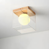 Natural Clear Cube Glass Globe Flush Mount Ceiling Lamp Image - 1