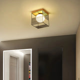 Natural Clear Cube Glass Globe Flush Mount Ceiling Lamp Image - 12