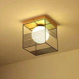 Natural Clear Cube Glass Globe Flush Mount Ceiling Lamp Image - 2