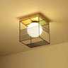 Natural Clear Cube Glass Globe Flush Mount Ceiling Lamp Image - 2