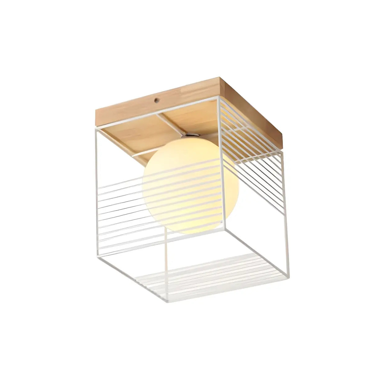 Natural Clear Cube Glass Globe Flush Mount Ceiling Lamp Image - 7