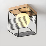 Natural Clear Cube Glass Globe Flush Mount Ceiling Lamp Image - 8