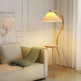 Natural Cone Wooden Floor Lamp with Side Table Image - 1