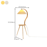 Natural Cone Wooden Floor Lamp with Side Table #size