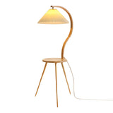 Natural Cone Wooden Floor Lamp with Side Table Image - 7