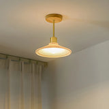 Natural Conical Glass Semi-Flush Mount Ceiling Light Image - 1