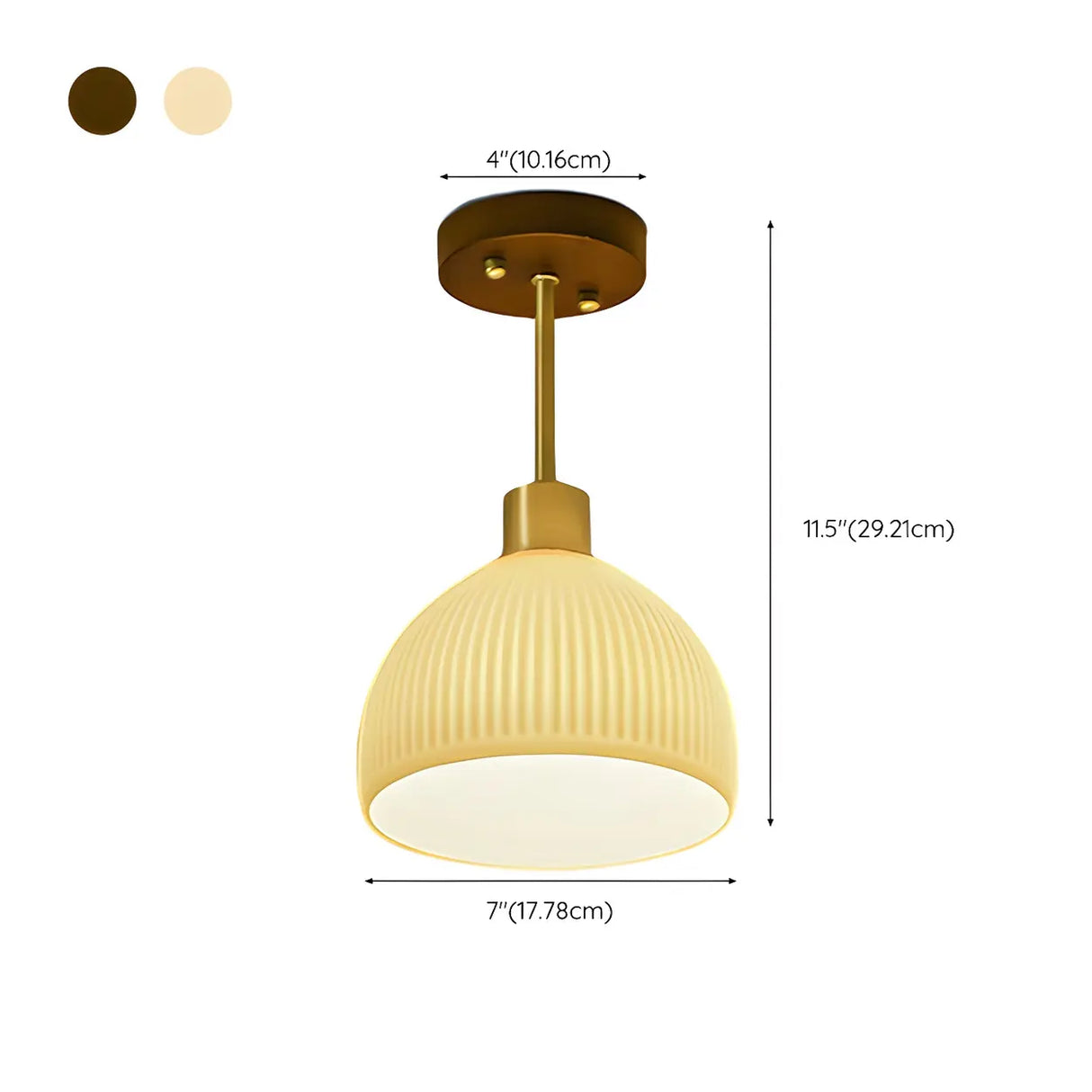 Natural Conical Glass Semi-Flush Mount Ceiling Light 