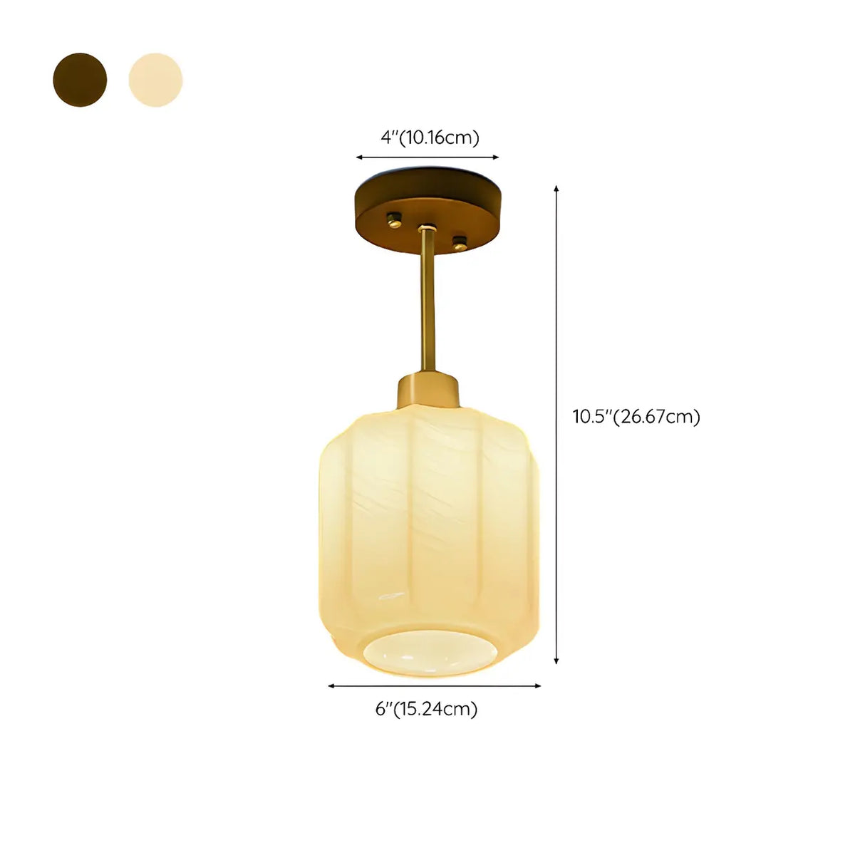 Natural Conical Glass Semi-Flush Mount Ceiling Light Image - 13