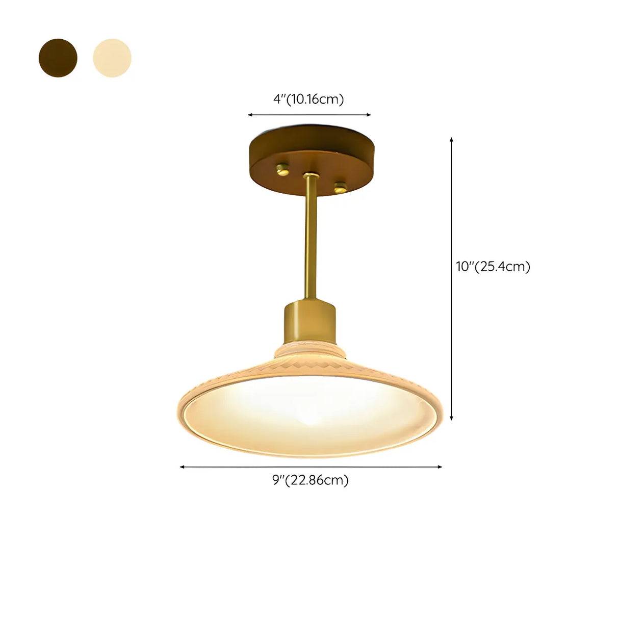 Natural Conical Glass Semi-Flush Mount Ceiling Light Image - 14