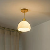 Natural Conical Glass Semi-Flush Mount Ceiling Light Image - 3