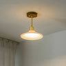 Natural Conical Glass Semi-Flush Mount Ceiling Light Image - 7