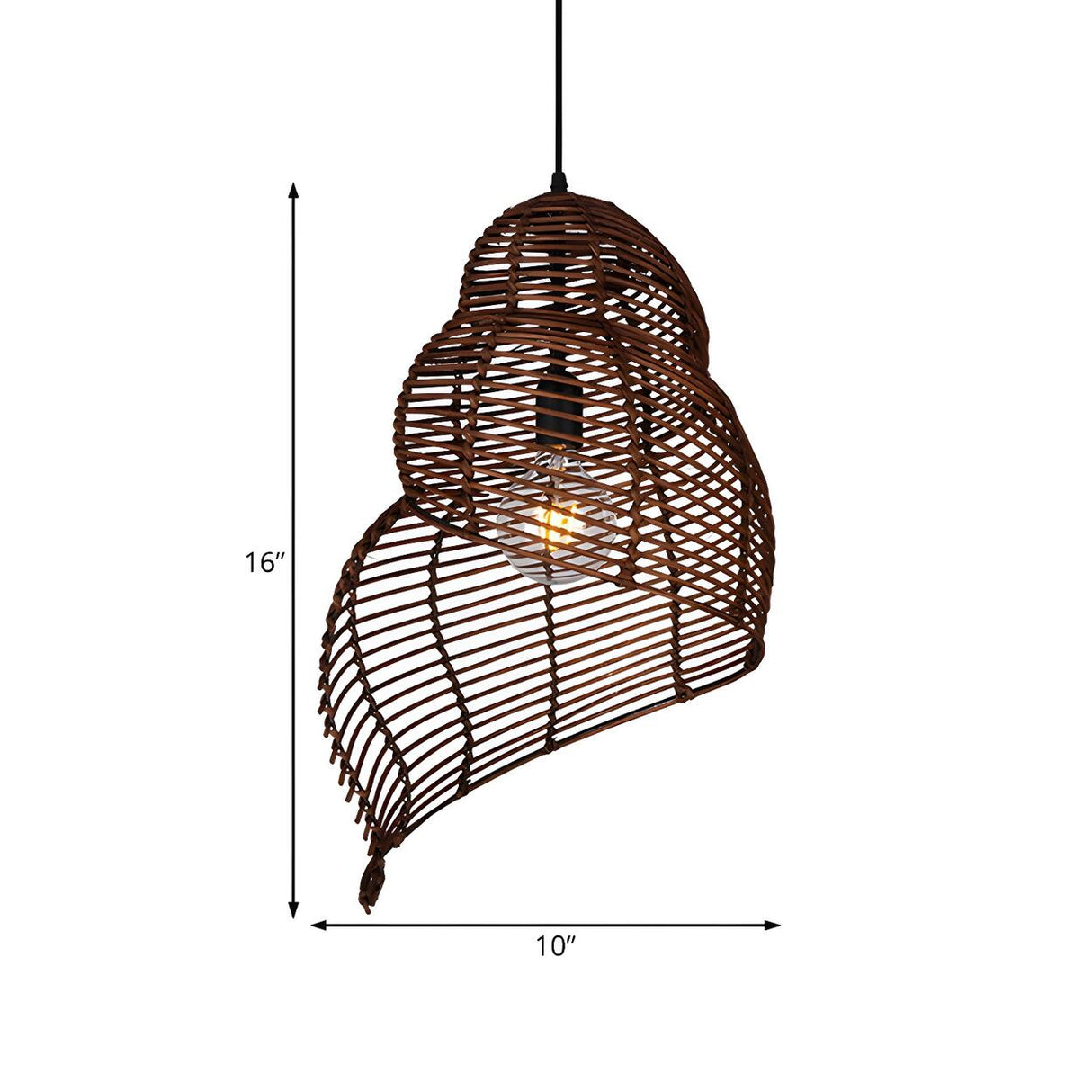 Natural Dining Room Rattan Conch Shaped Pendant Light Image - 10