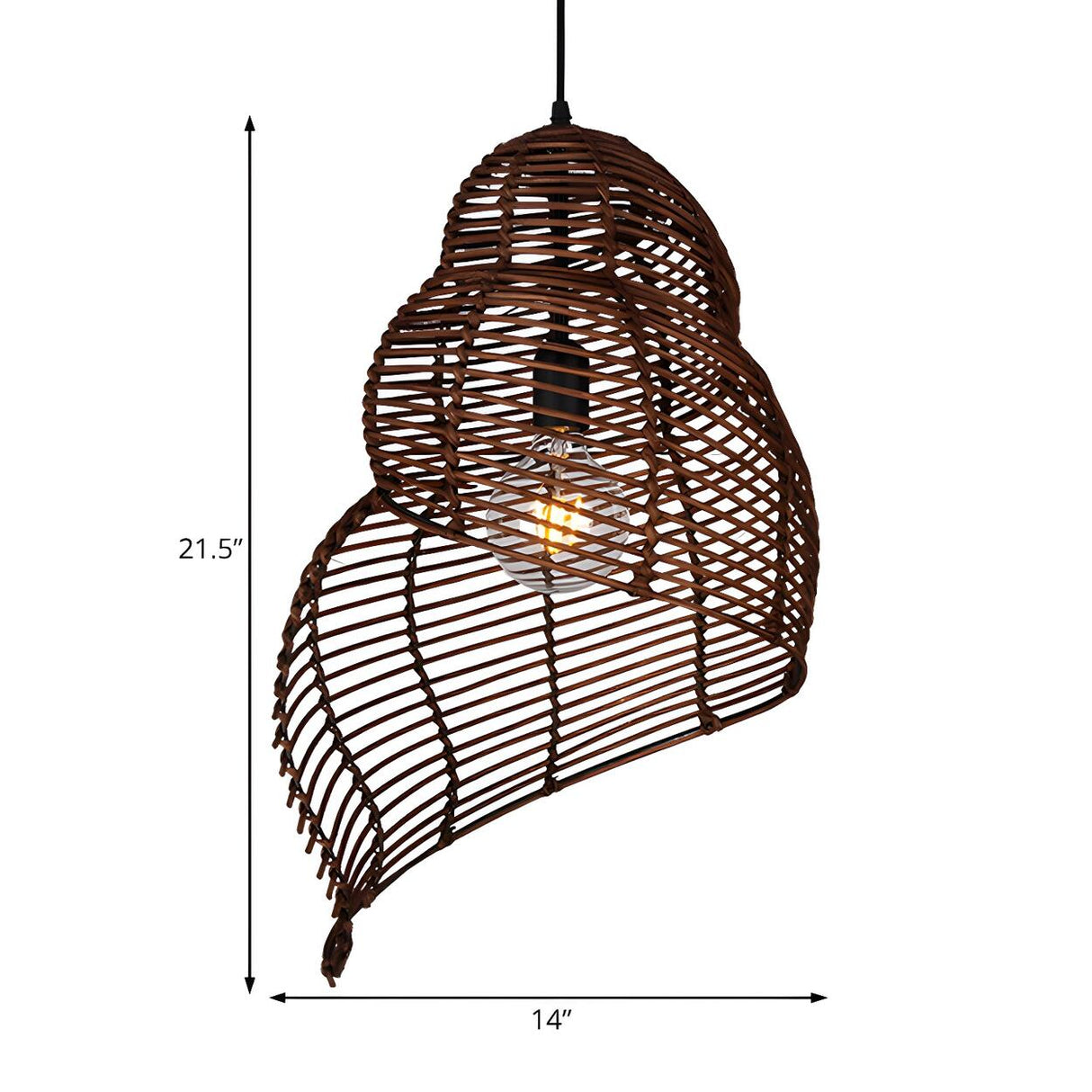 Natural Dining Room Rattan Conch Shaped Pendant Light Image - 9