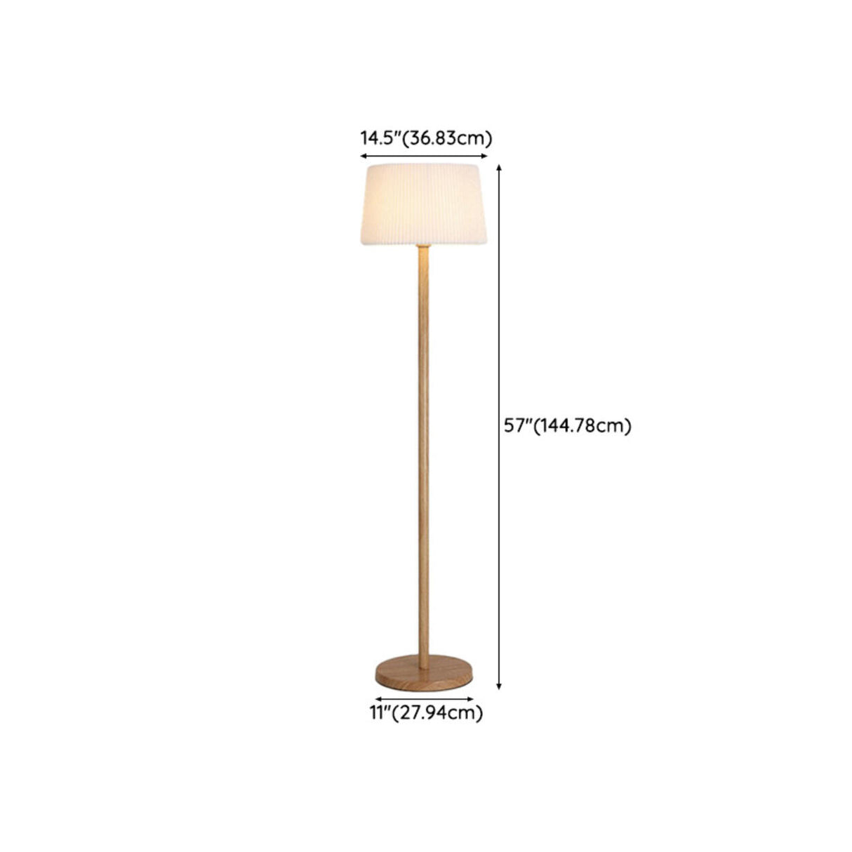 Natural Drum Wood-color Metal Column Floor Lamp 