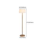 Natural Drum Wood-color Metal Column Floor Lamp #size