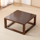 Natural Elm Wood Square Frame Base Low Coffee Table Image - 3