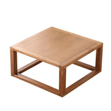 Natural Elm Wood Square Frame Base Low Coffee Table Image - 9