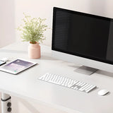 Natural Finish Adjustable Rectangle Wood Computer Desk Image - 10