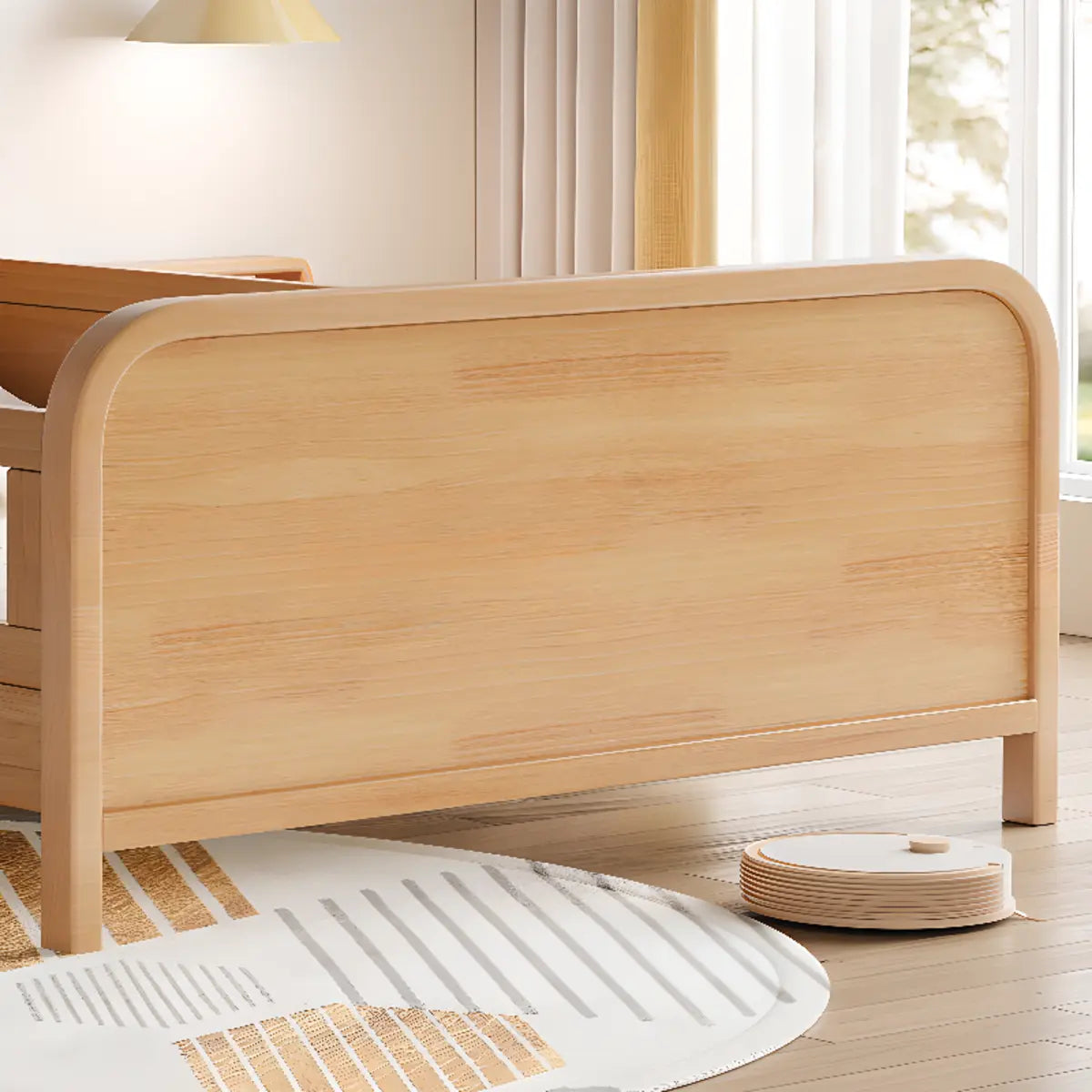 Natural Finish Animals Wooden Kids Bed with Guardrail Image - 10