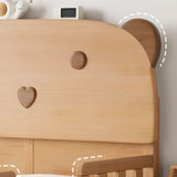 Natural Finish Animals Wooden Kids Bed with Guardrail Image - 11