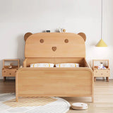 Natural Finish Animals Wooden Kids Bed with Guardrail Image - 3