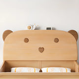 Natural Finish Animals Wooden Kids Bed with Guardrail Image - 7