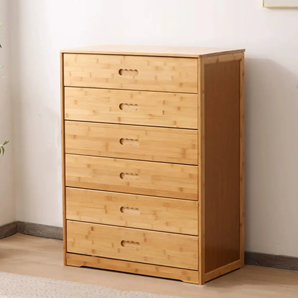 Natural Finish Bamboo Wood Bachelor Chest with Drawers Image - 11