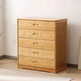 Natural Finish Bamboo Wood Bachelor Chest with Drawers Image - 2