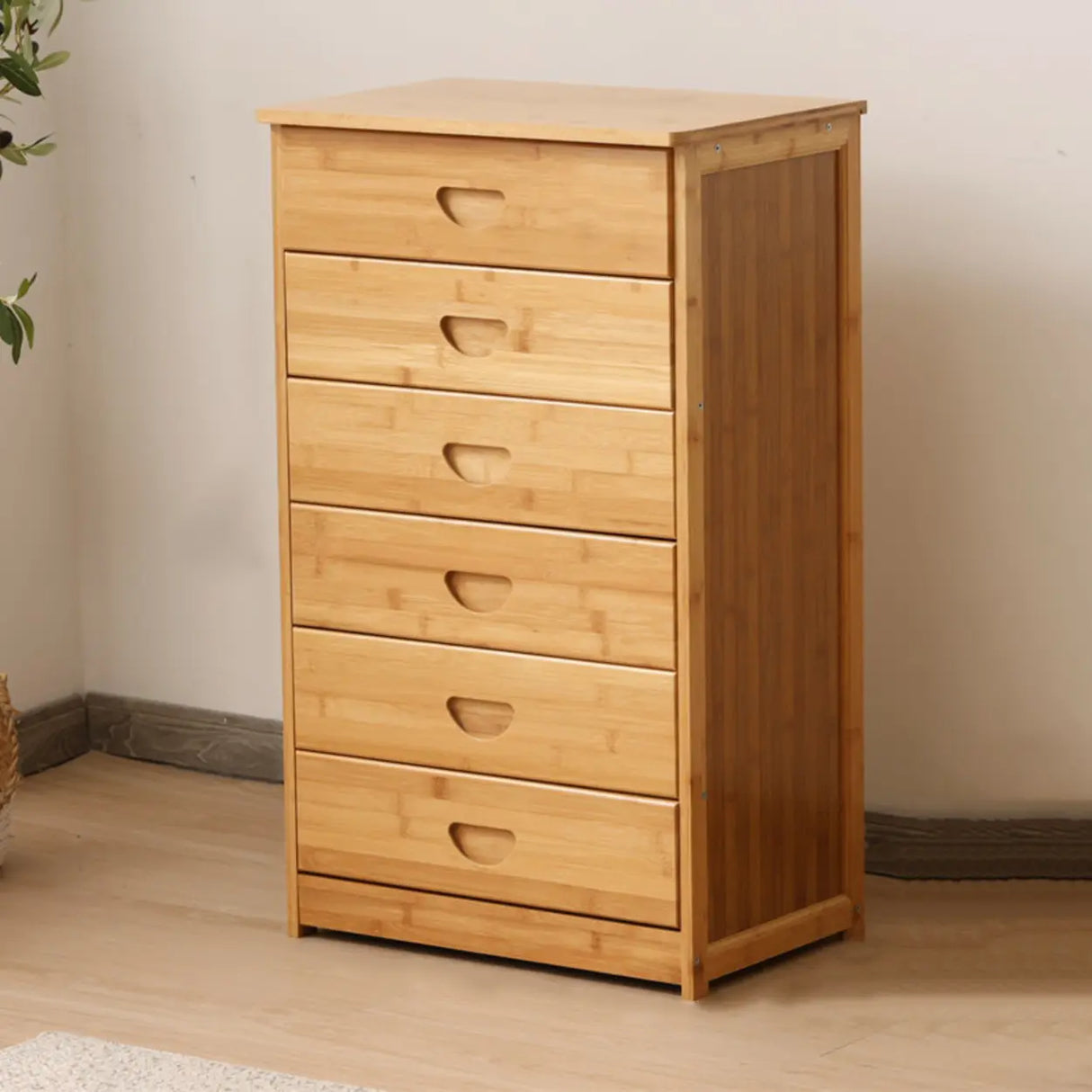 Natural Finish Bamboo Wood Bachelor Chest with Drawers Image - 3