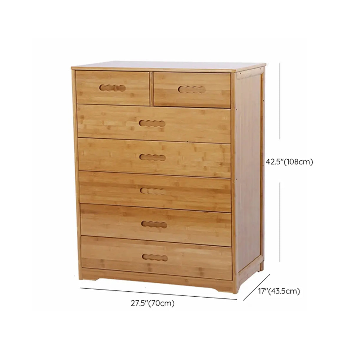 Natural Finish Bamboo Wood Bachelor Chest with Drawers Image - 42