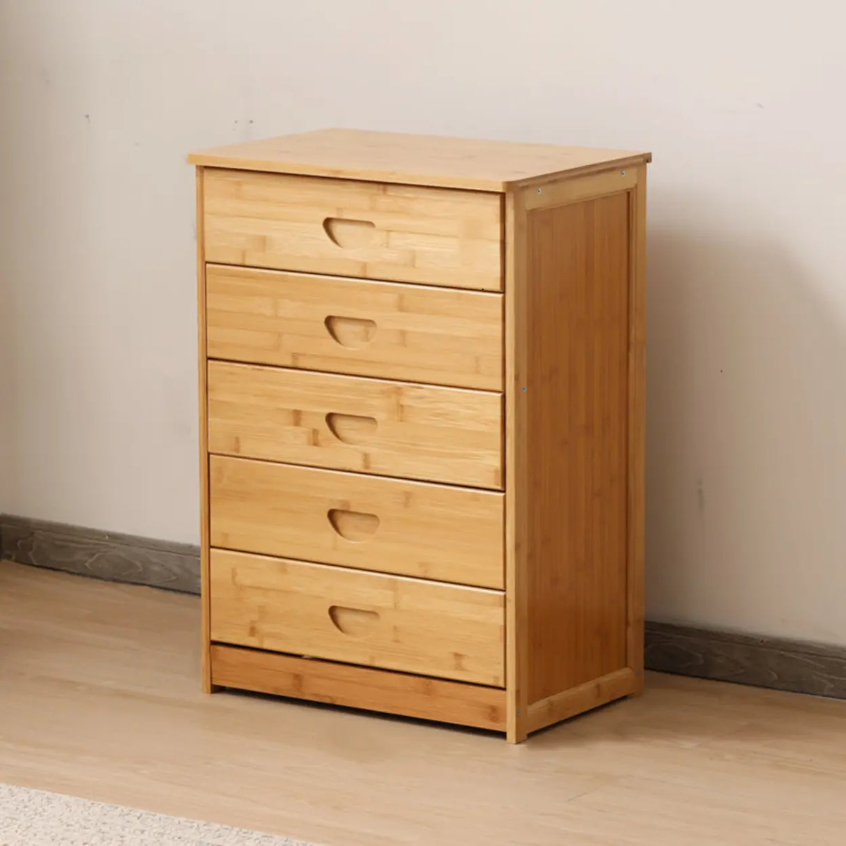 Natural Finish Bamboo Wood Bachelor Chest with Drawers Image - 7