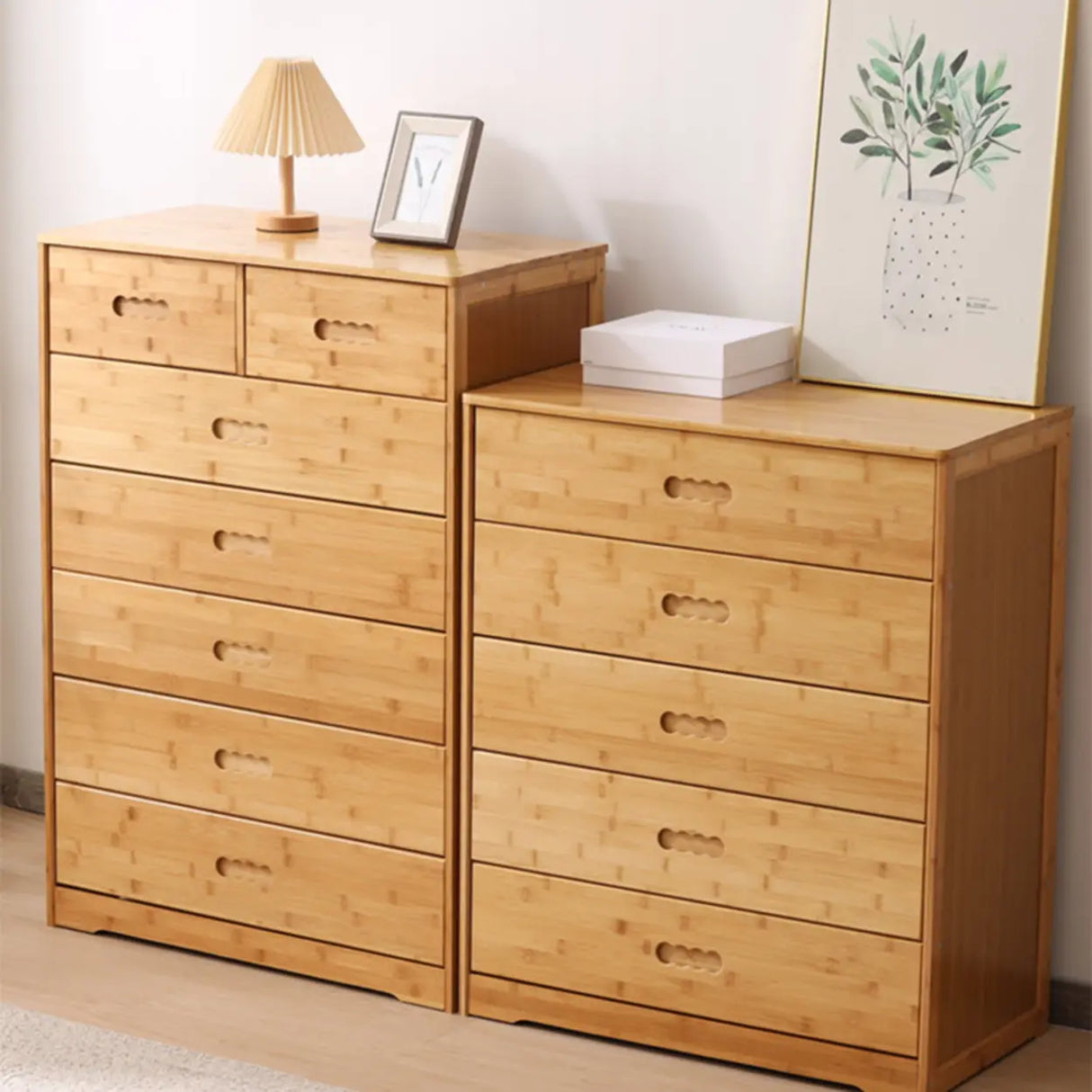 Natural Finish Bamboo Wood Bachelor Chest with Drawers Image - 8