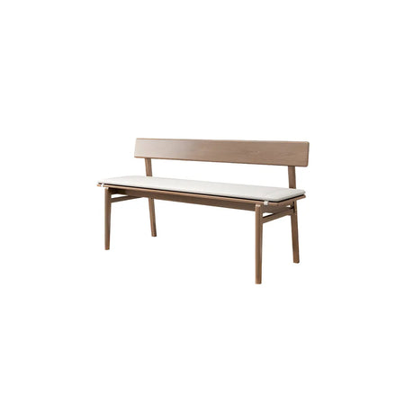 Natural Finish Cushioned Dining Bench with Back and Leg Image - 2