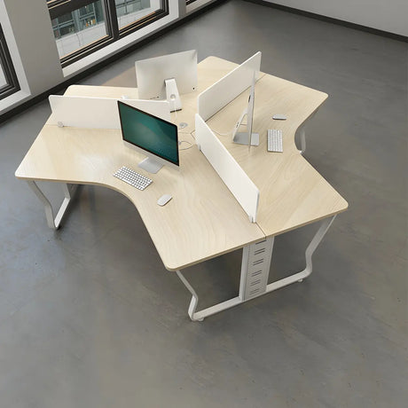 Natural Finish Free Form Sled Long Deep Computer Desk Image - 2