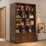 Natural Finish Modern Wood Parlor Accent Display Cabinet Image - 2