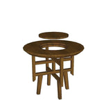 Natural Finish Pine Wood Round Outdoor Coffee Table Image - 8