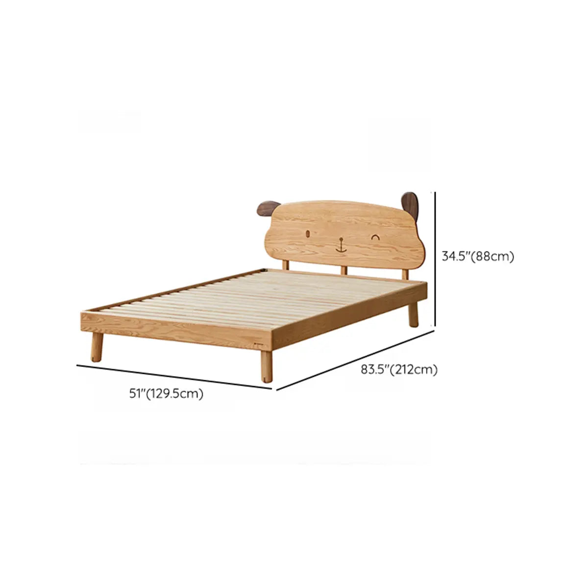 Natural Finish Puppy-Shape Wood Low Clearance Kids Bed 