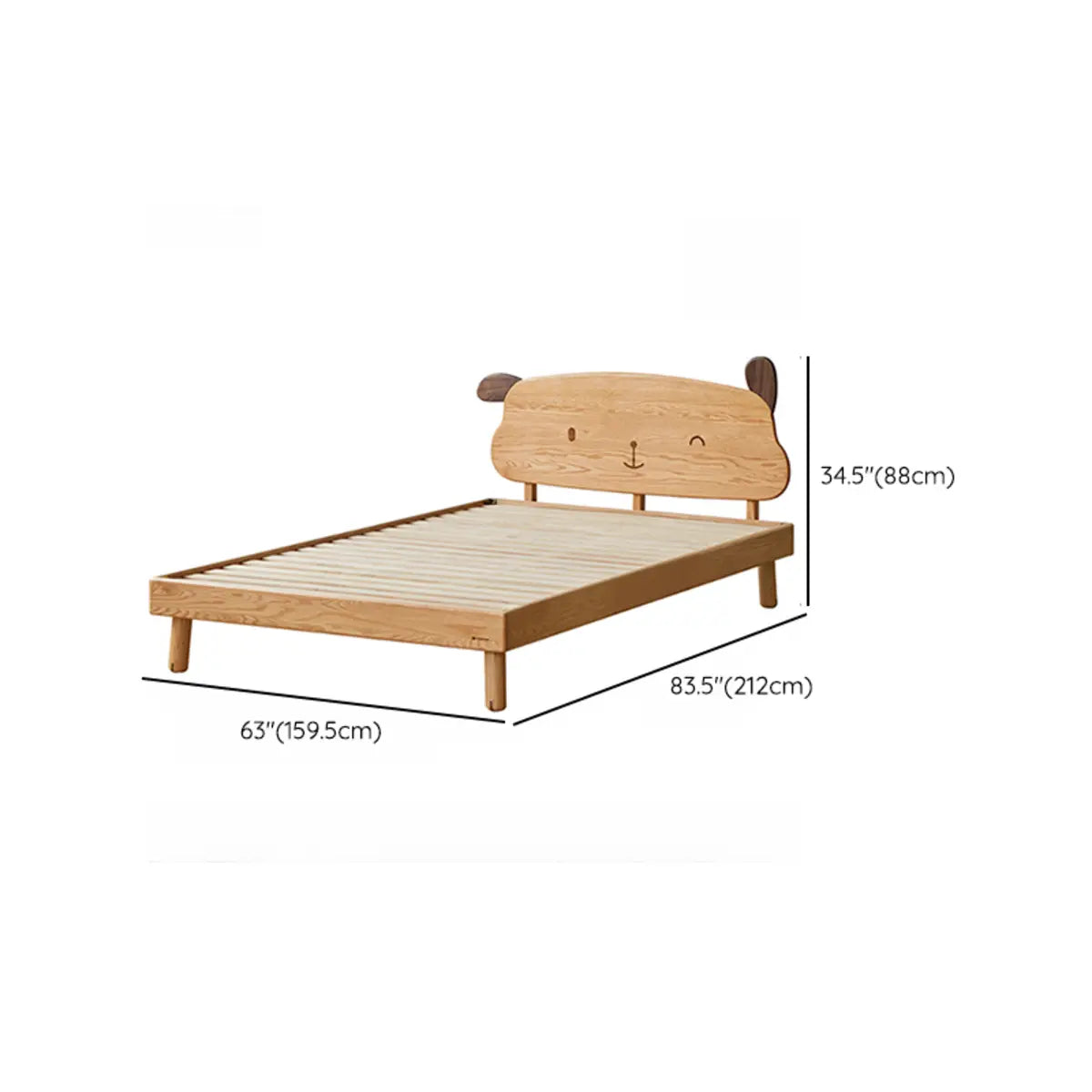 Natural Finish Puppy-Shape Wood Low Clearance Kids Bed Image - 13