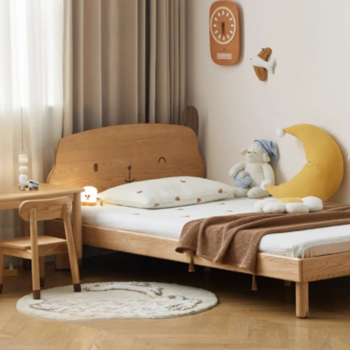 Natural Finish Puppy-Shape Wood Low Clearance Kids Bed Image - 5