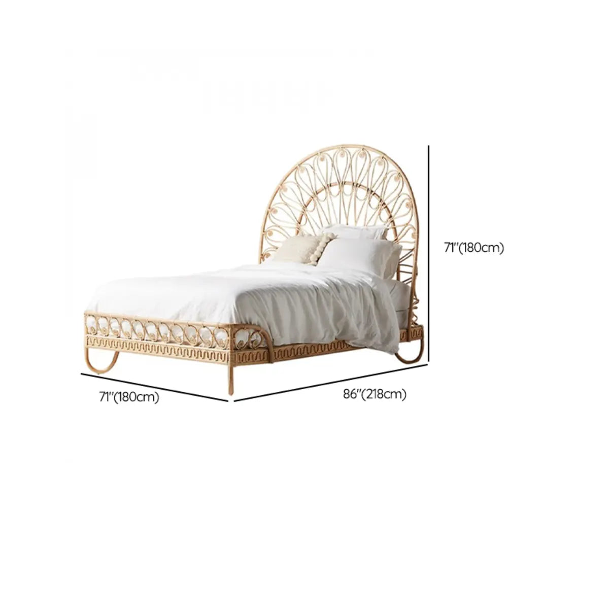 Natural Finish Rattan Headboard Low Clearance Kids Bed Image - 10