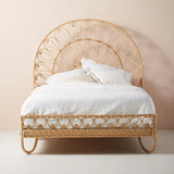 Natural Finish Rattan Headboard Low Clearance Kids Bed Image - 3