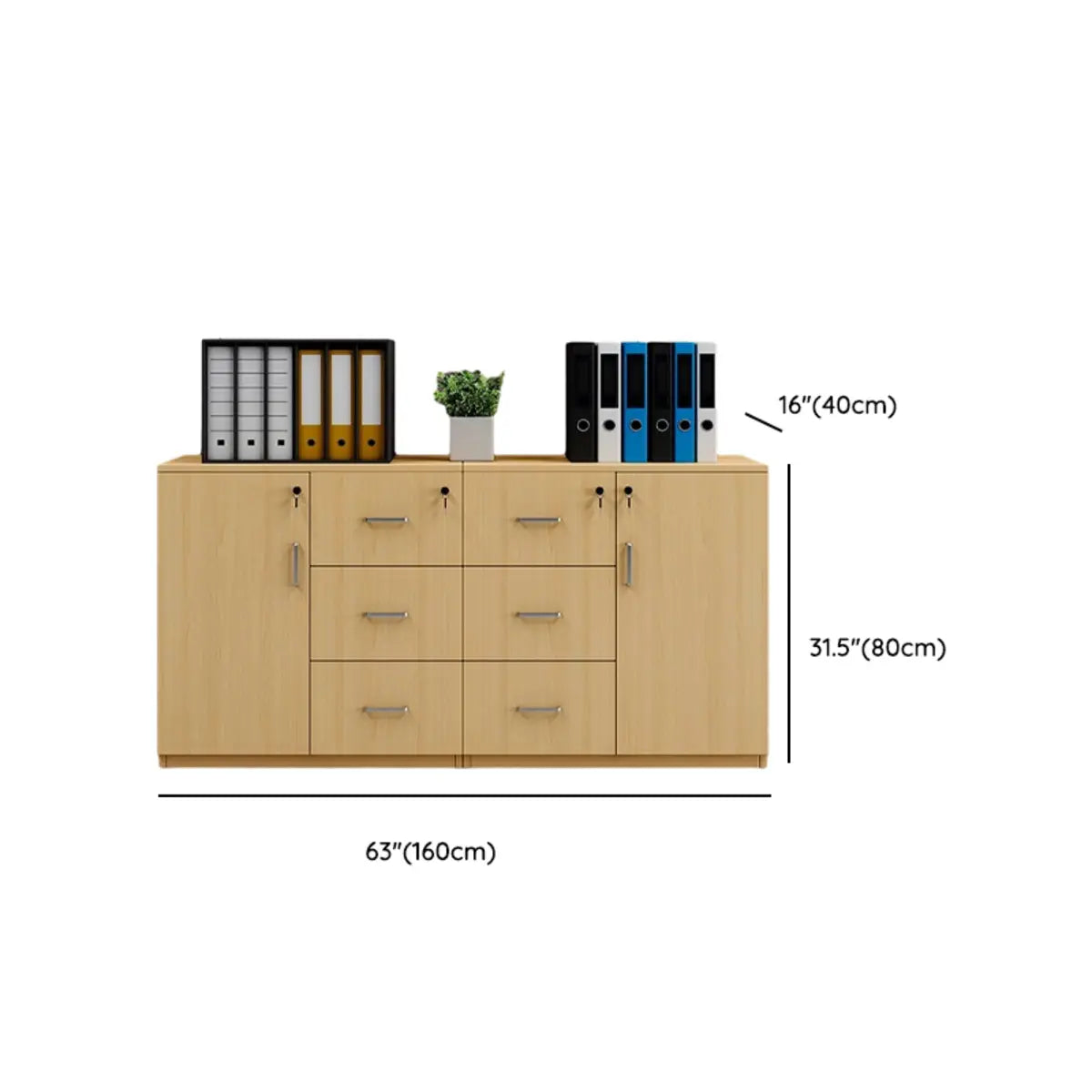 Natural Finish Rectangle Wood Drawer Lockable Filing 