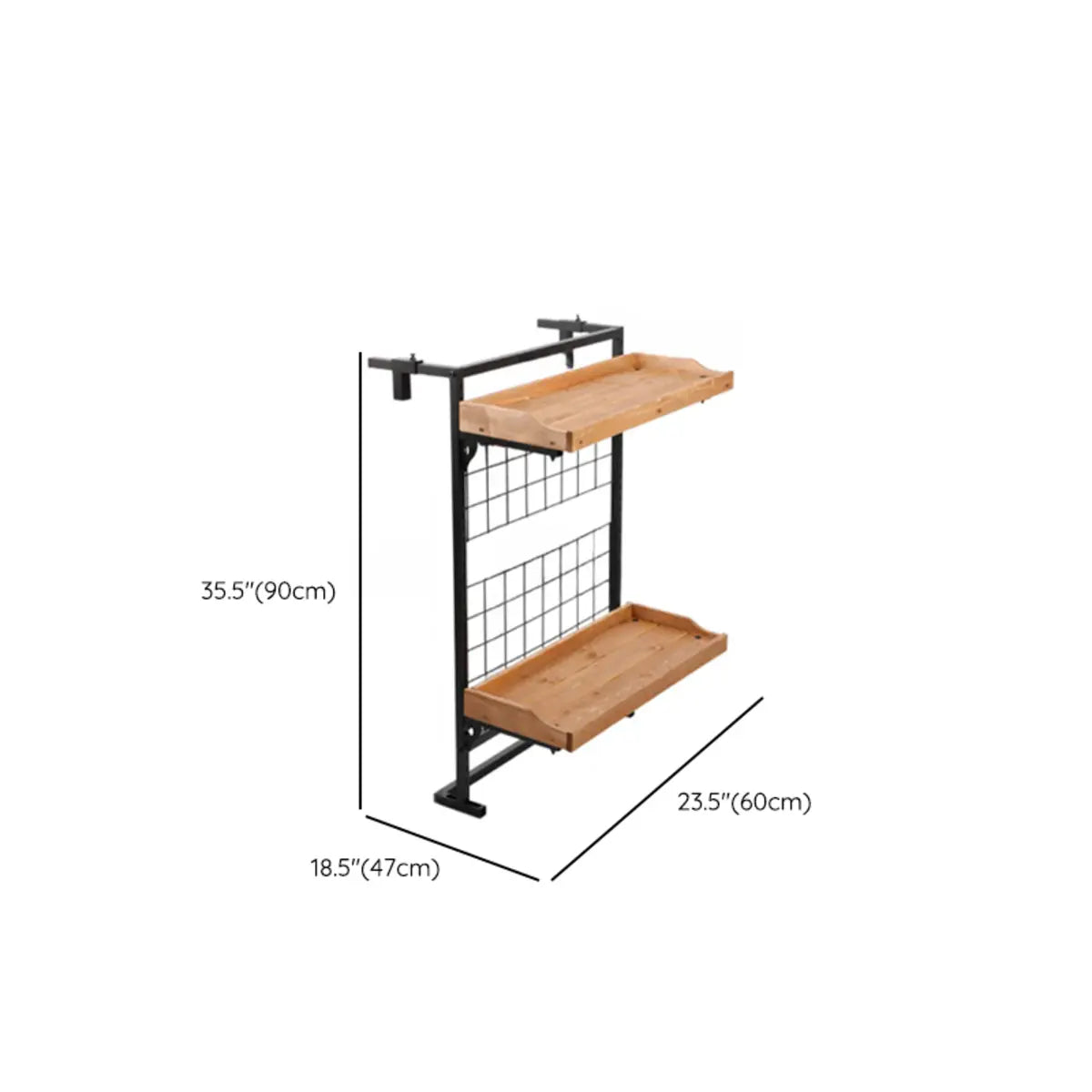 Natural Finish Rectangle Wood Hanging Railing Plant Stand 