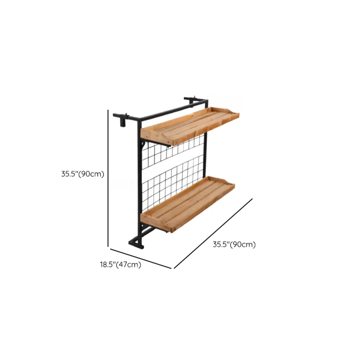 Natural Finish Rectangle Wood Hanging Railing Plant Stand Image - 16