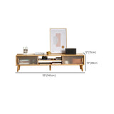 Natural Finish Rectangle Wood Open Storage TV Stand #size