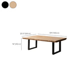 Natural Finish Rectangular Black Iron Sled Coffee Table #size